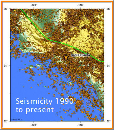 Greater Los Angeles seismicity 1990 to present
